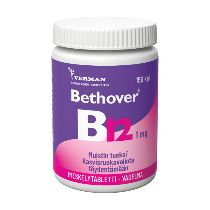 Bethover B12 1 mg Vadelma 150 TABL kuva 4