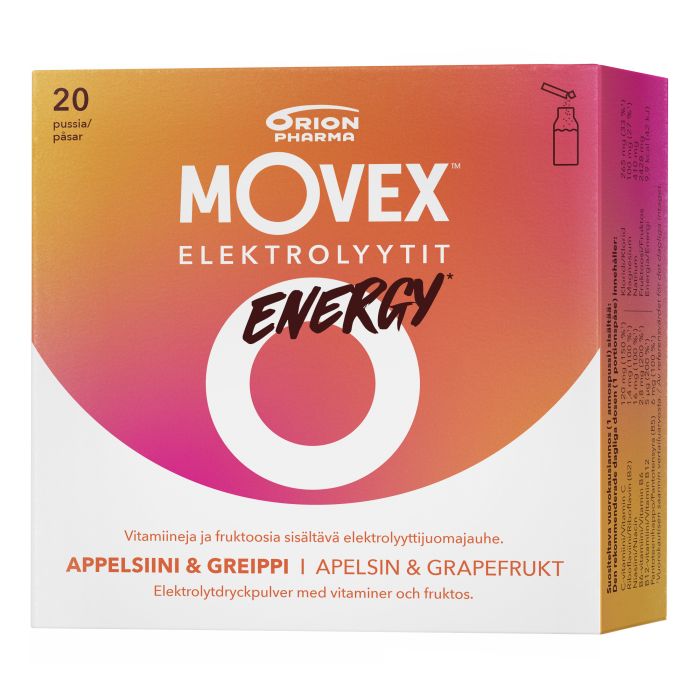 Movex Elektrolyyttijuomajauhe Energy 20 annospussia kuva 2
