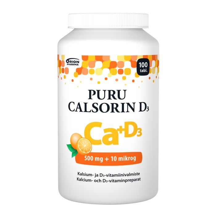 Puru Calsorin D3 500 mg + 10 mikrog 100 purutabl kuva 2