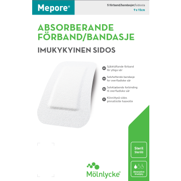 Mepore kiinnittyvä sidos 9x15 cm 5 kpl